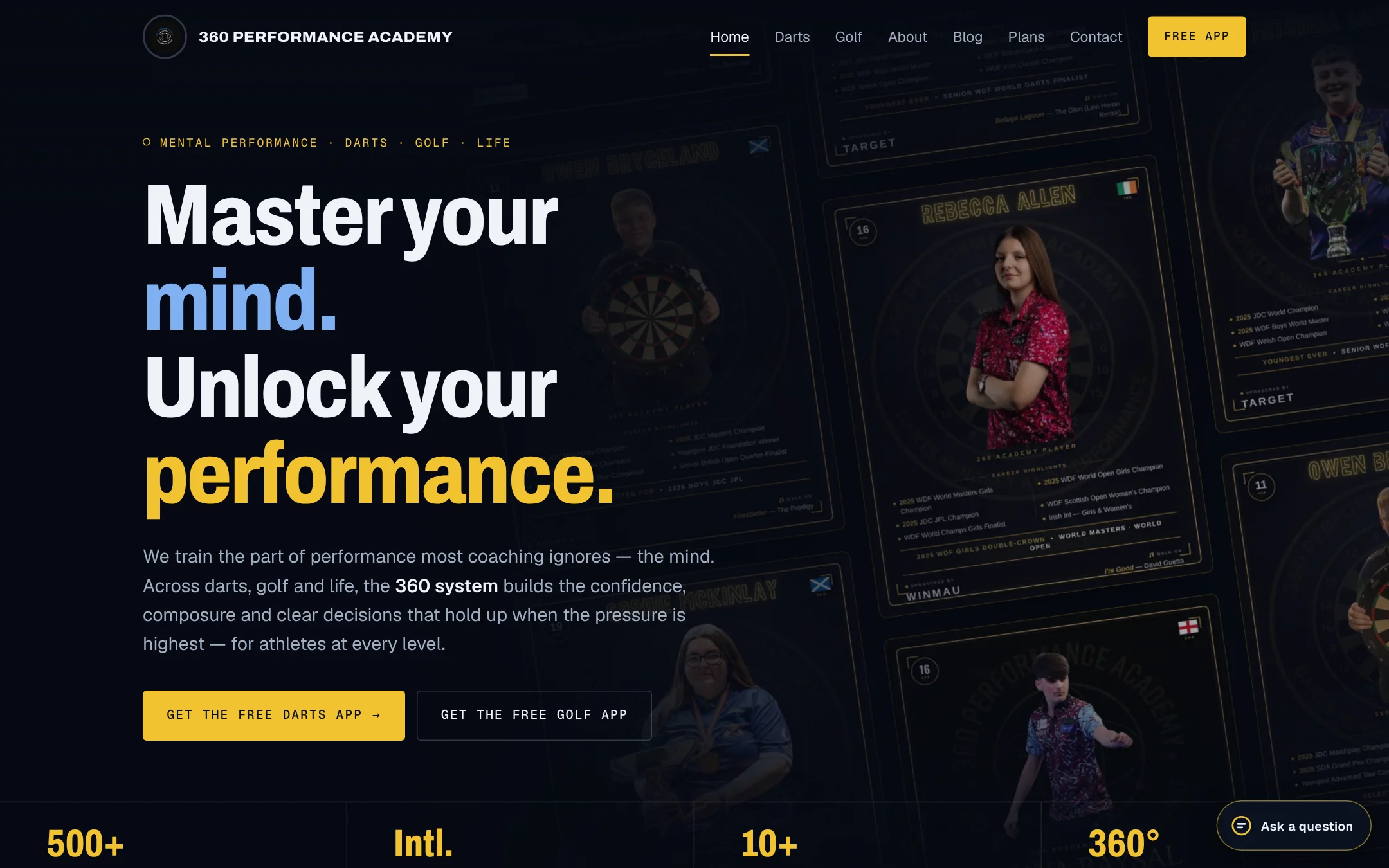 360 Performance Academy home page, built by AI ORCA