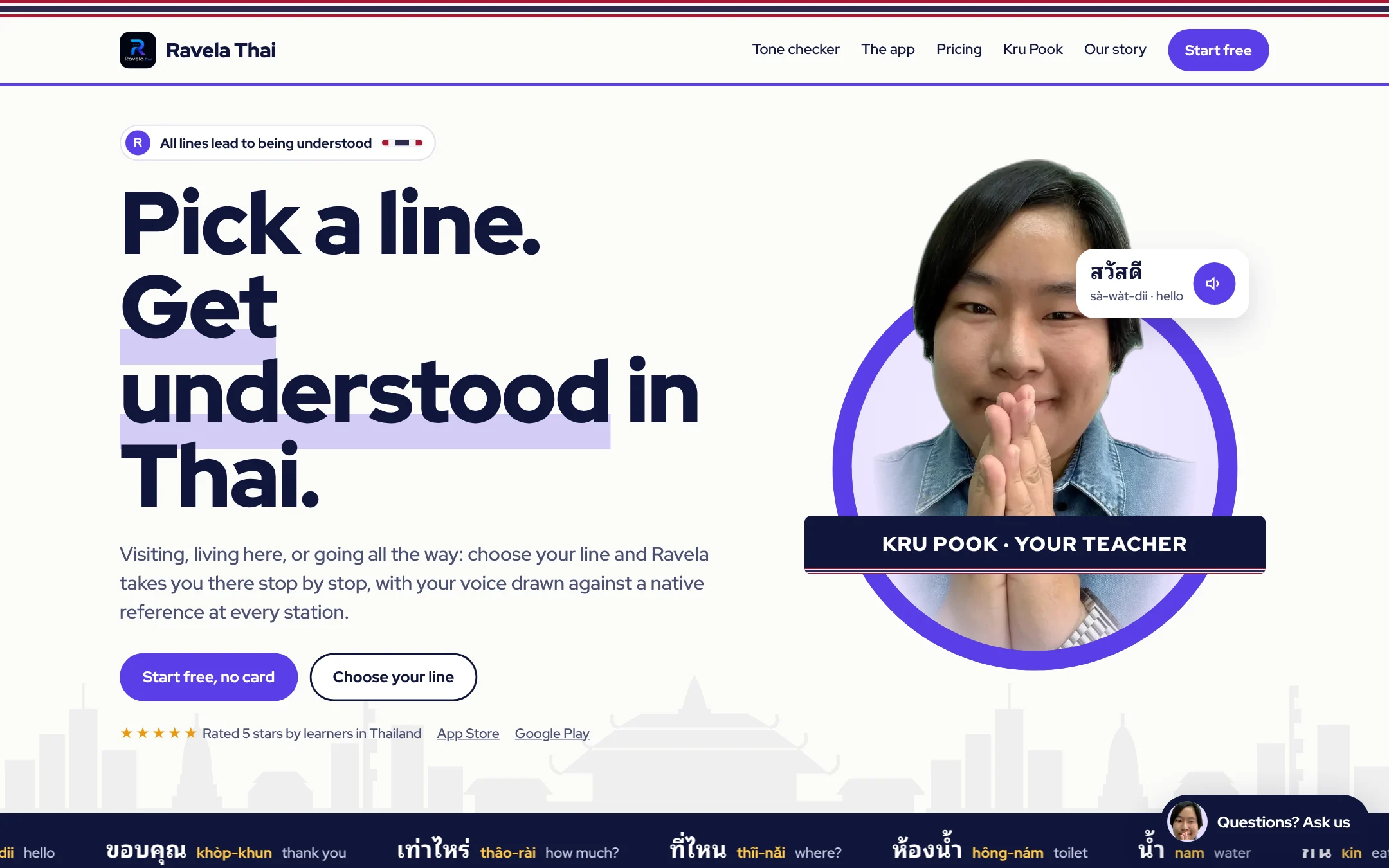 Ravela Thai website, desktop