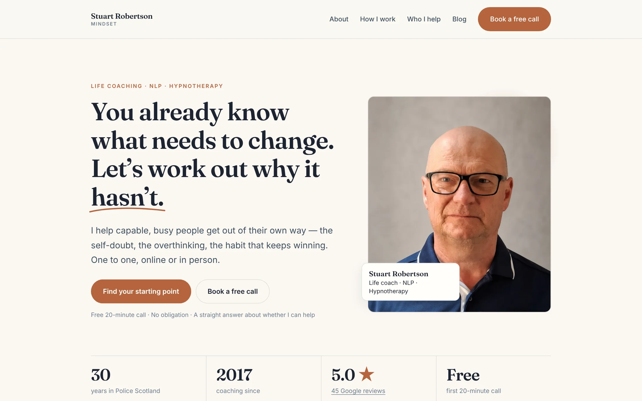 Stuart Robertson Mindset website, desktop