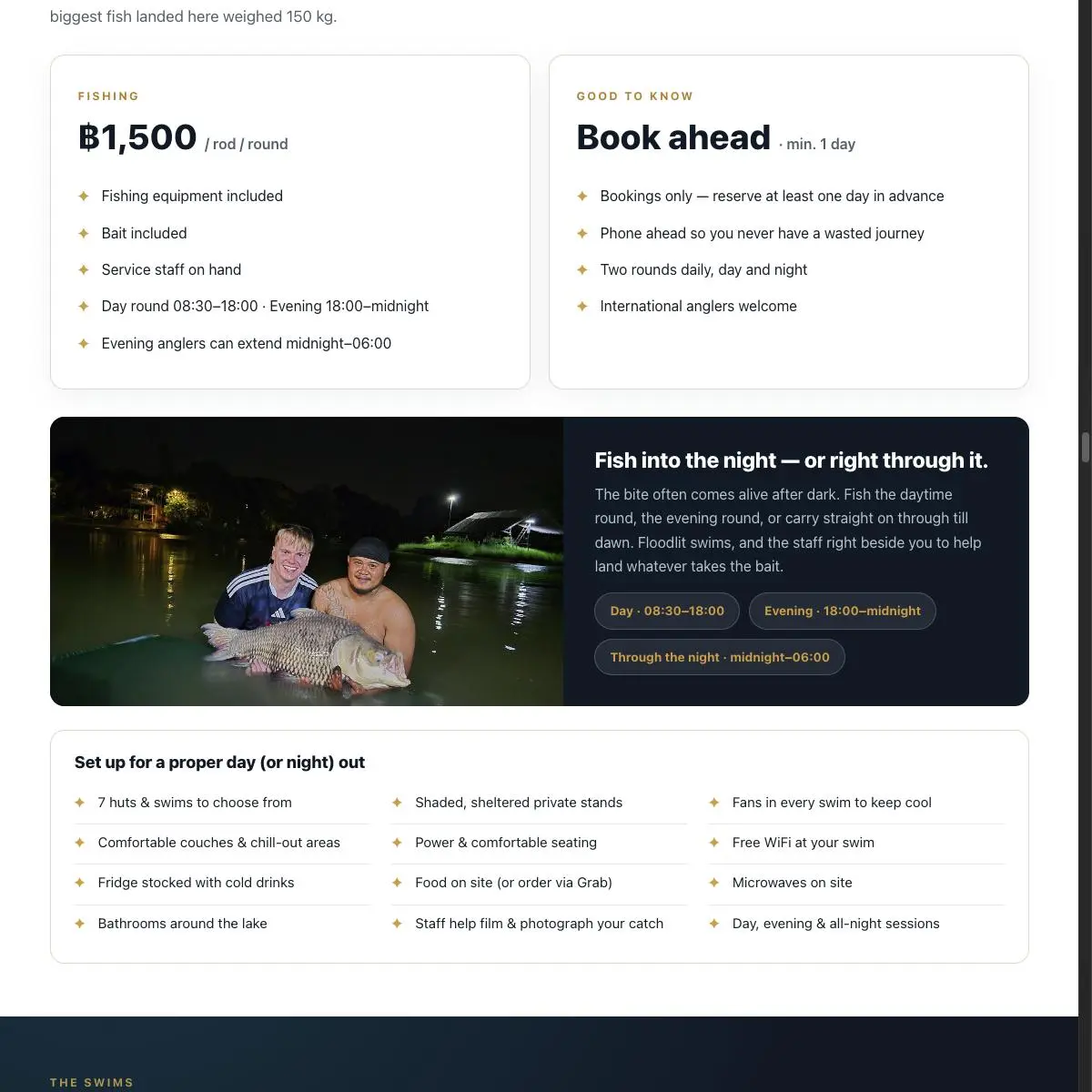 Buriram Monster Fishing Park — the interactive lake map with seven numbered swims