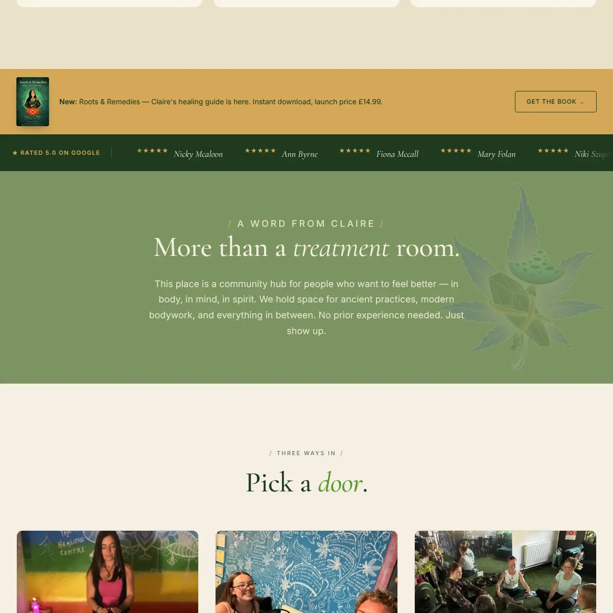 The Healing Centre — Pick a door: practice, centre, community