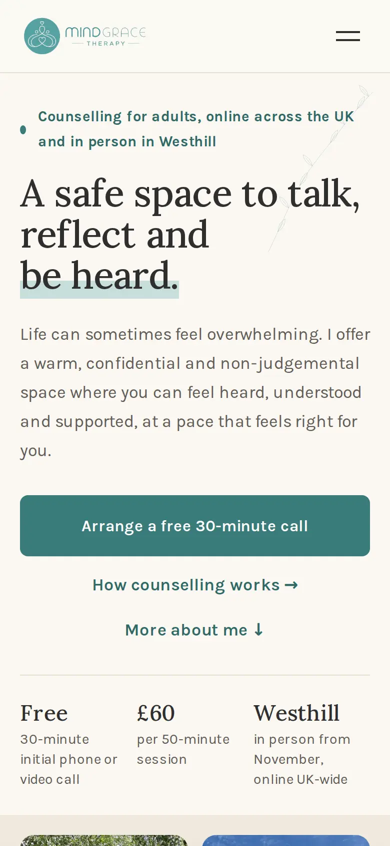 The rebuilt website on a phone