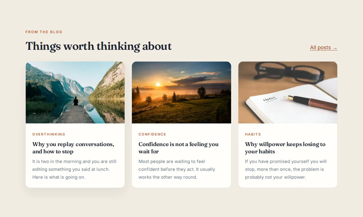 The blog teaser on the Stuart Robertson Mindset homepage