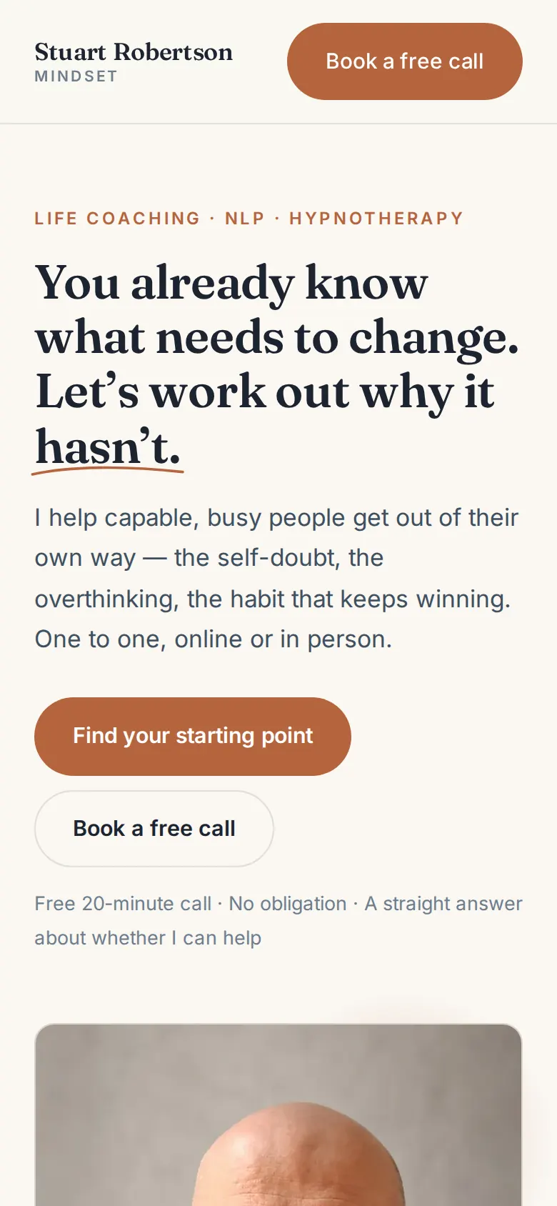 Stuart Robertson Mindset on a phone